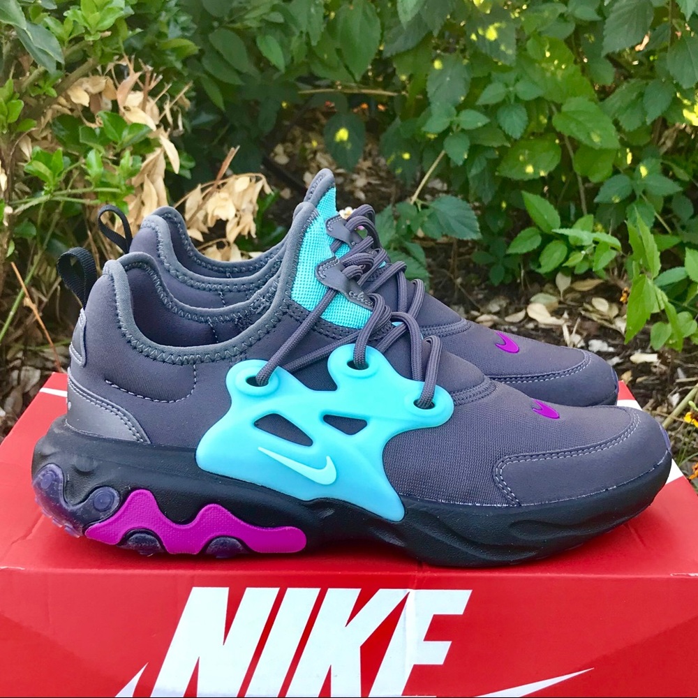 Nike Presto React (GS) Shoes Thunder Gray Aurora